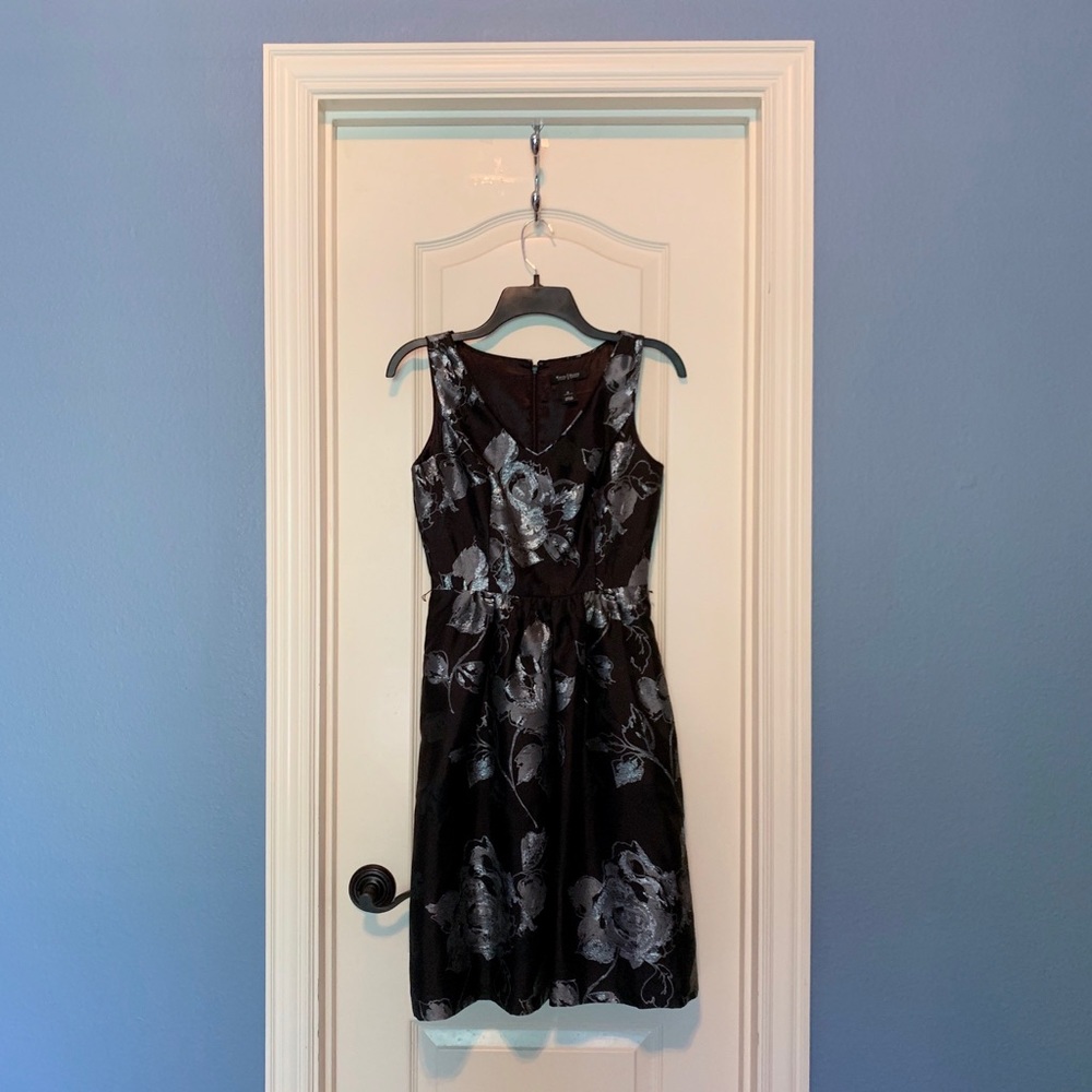 Black floral knee length dress